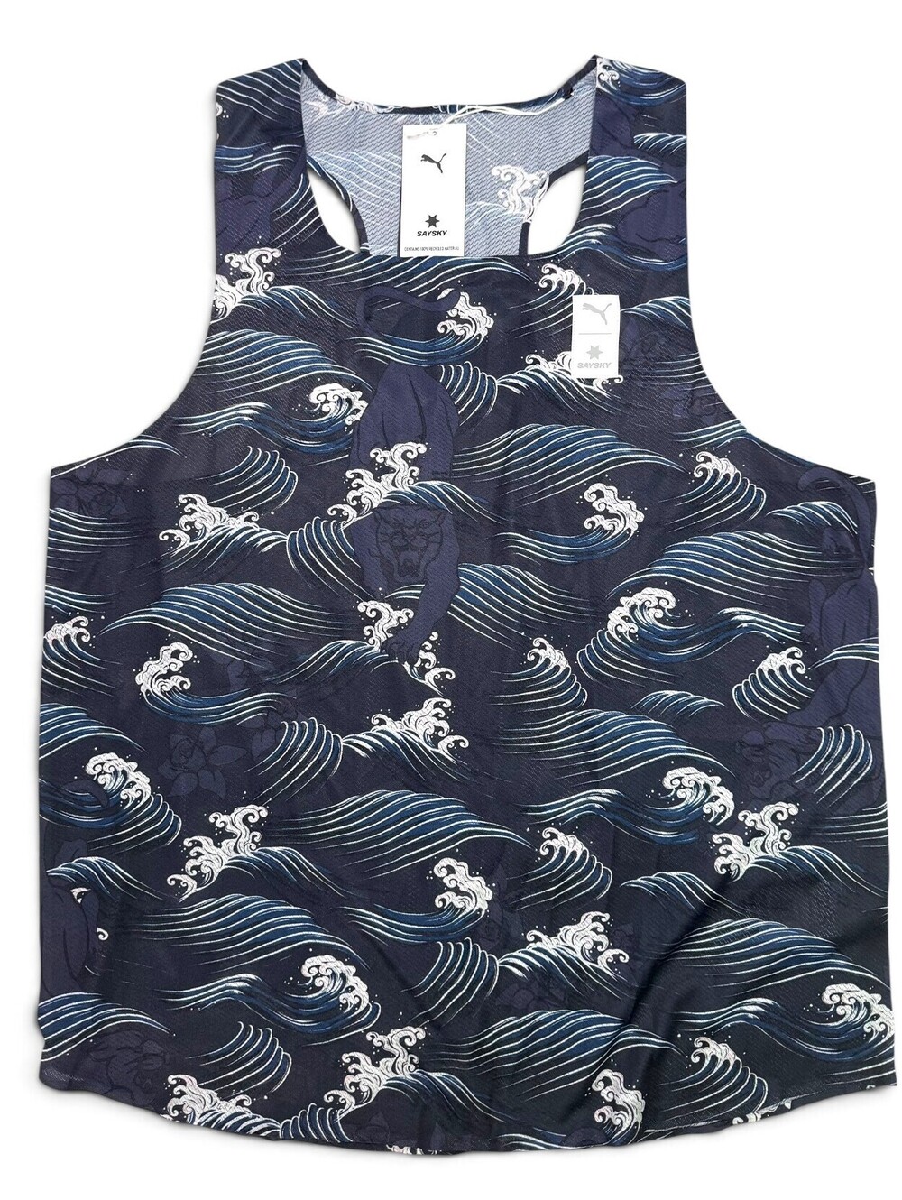 PUMA  X Saysky $90 Graphic Running Jogging Singlet Navy Blue Men's XL